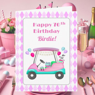 Elegant Women's Golf Party Cart 70th Birthday Card