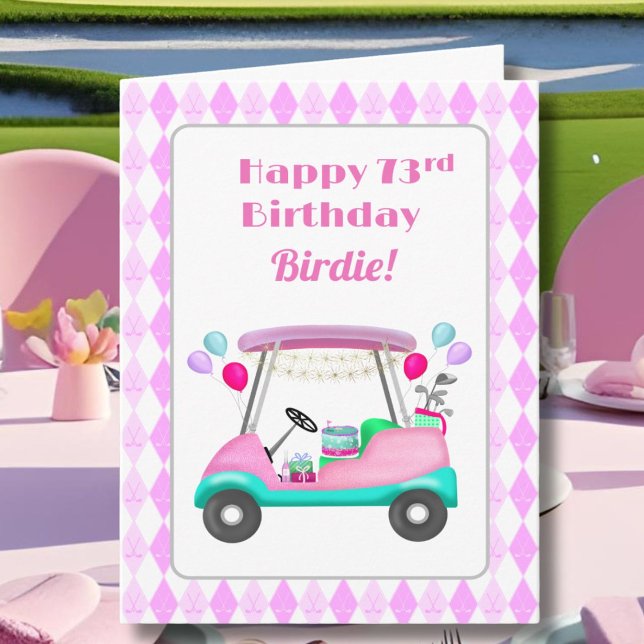 Elegant Women's Golf Party Cart 73rd Birthday   Card (Creator Uploaded)