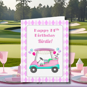 Elegant Women's Golf Party Cart 74th Birthday   Card