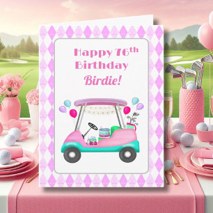 Elegant Women's Golf Party Cart 76th Birthday   Card