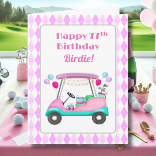 Elegant Women's Golf Party Cart 77th Birthday   Card