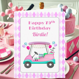 Elegant Women's Golf Party Cart 79th Birthday Card