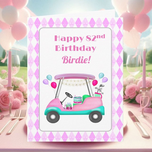 Elegant Women's Golf Party Cart 82nd Birthday   Card (Creator Uploaded)