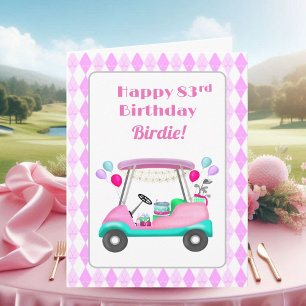 Elegant Women's Golf Party Cart 83rd Birthday   Card