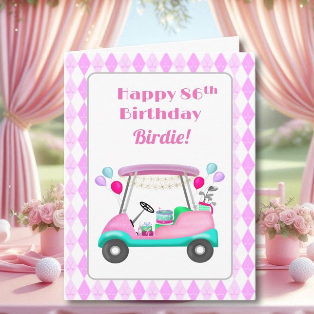 Elegant Women's Golf Party Cart 86th Birthday   Card (Creator Uploaded)