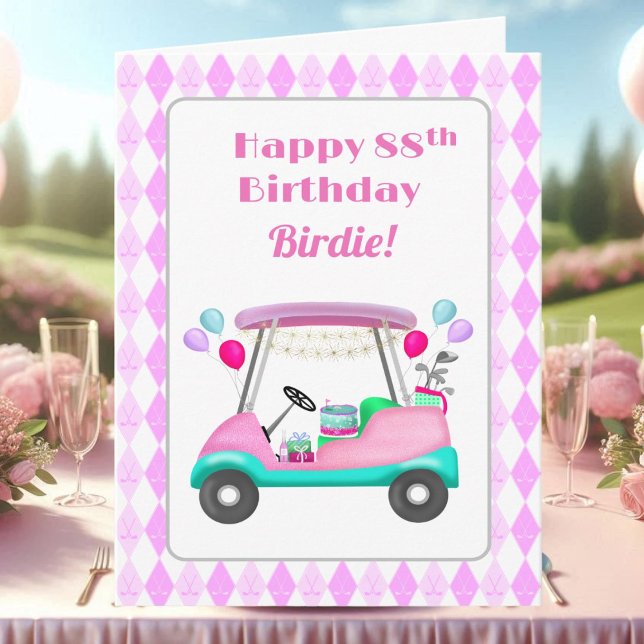 Elegant Women's Golf Party Cart 88th Birthday   Card (Creator Uploaded)