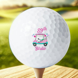 Elegant Women's Golf Party Cart 89th Birthday Name Golf Balls
