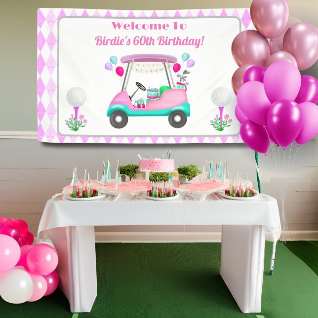 Elegant Women's Golf Party Cart Birthday  Banner (Creator Uploaded)