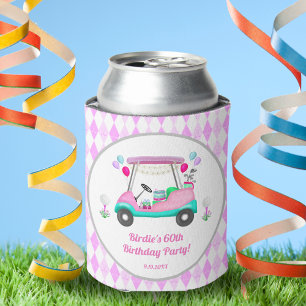 Elegant Women's Golf Party Cart Birthday Can Cooler