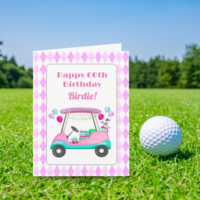 Elegant Women's Golf Party Cart Birthday   Card (Creator Uploaded)