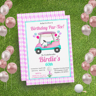 Elegant Women's Golf Party Cart Birthday  Invitation