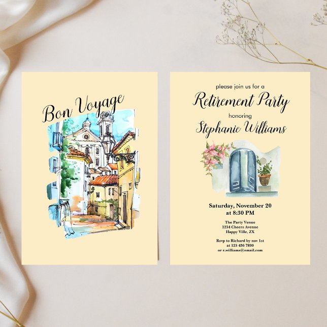 Elegant Womens Retirement Bon Voyage Party Invitation (Creator Uploaded)