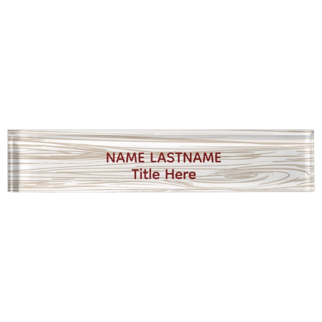 Elegant wood BG & grey  custom  Nameplate (Front)