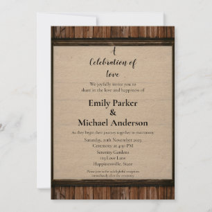 Elegant wood frame wedding invitation