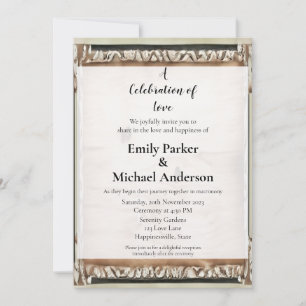 Elegant wood frame wedding invitation