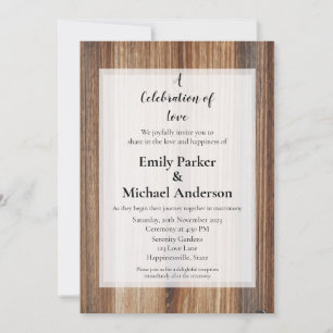 Elegant wood frame wedding invitation
