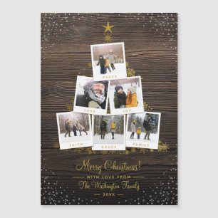 Elegant Wood & Gold Christmas Multi Photo Collage
