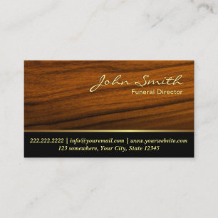 Elegant Wood Grain Funeral Business Card