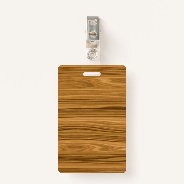 Elegant Wood grain style ID Badge (Front with Clip)
