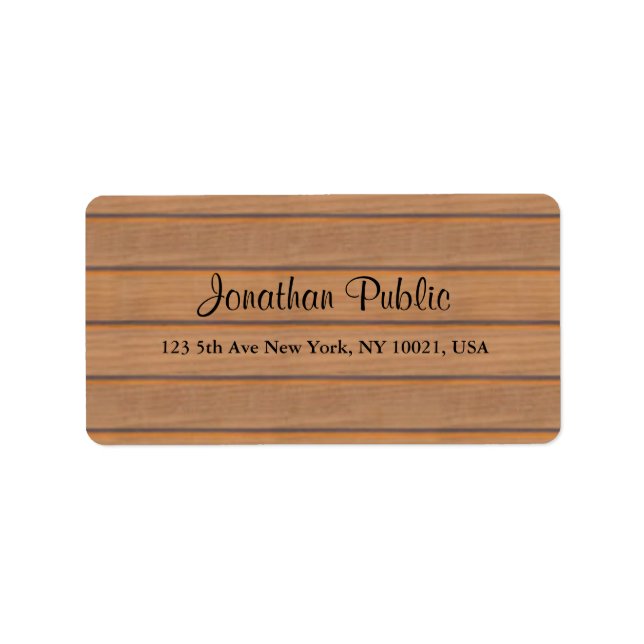 Elegant Wood Handwriting Script Name Text Address Label (Front)