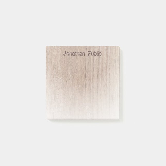 Elegant Wood Look Distressed Text Template Modern Post-it Notes (Front)