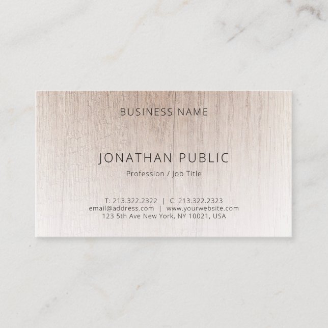 Elegant Wood Look Modern Minimalist Professional Business Card (Front)