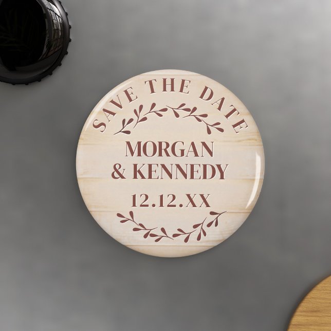 Elegant Wood Look Wedding Save the Date Magnet (Whether you are saving or changing your wedding date, here's the magnet just for you)