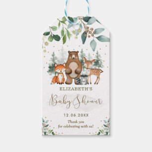 Elegant Woodland Animals Forest Baby Shower Favour Gift Tags