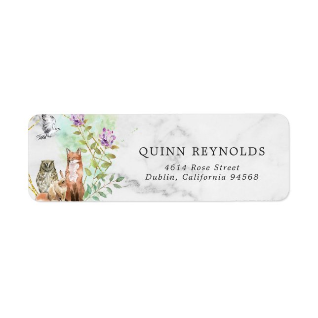 Elegant Woodland Animals Return Address Label (Front)