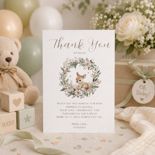 Elegant Woodland Baby Shower Thank You Card