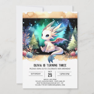 Elegant Woodland Dragon Birthday Invitation