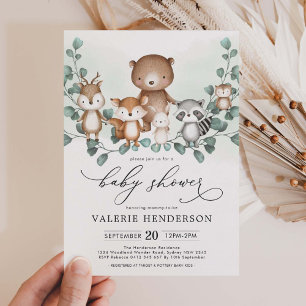 Elegant Woodland Eucalyptus Greenery Baby Shower Invitation