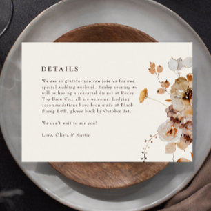Elegant Woodland Fall Floral Wedding Details Card
