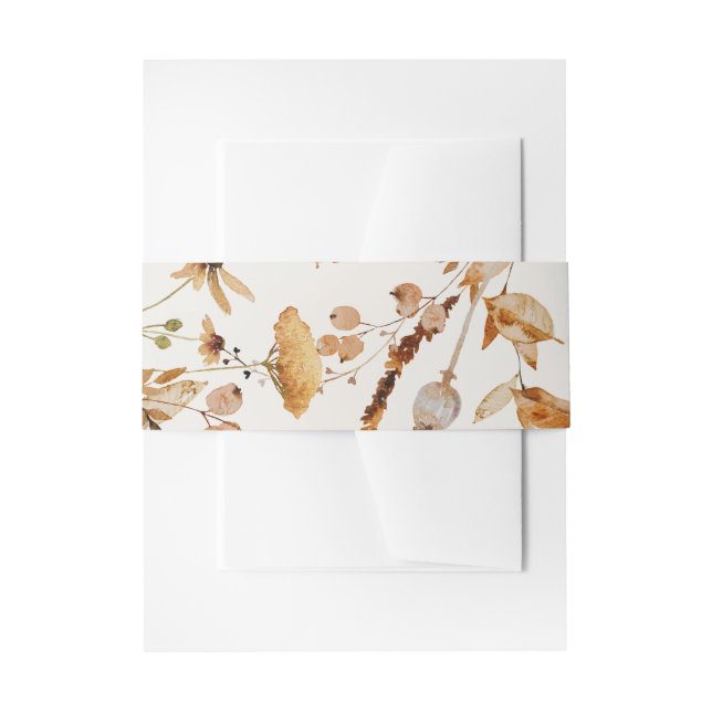 Elegant Woodland Fall Floral Wedding Invitation Belly Band (Front Example)
