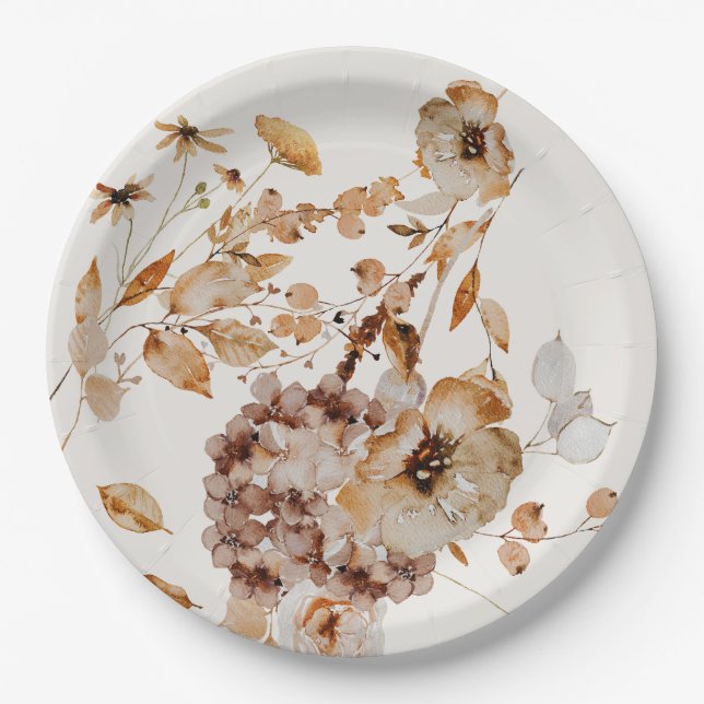 Elegant Woodland Fall Floral Wedding Paper Plate (Front)