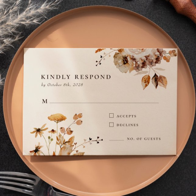 Elegant Woodland Fall Floral Wedding Response Card (Creator Uploaded)