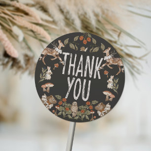 Elegant Woodland Forest Baby Shower Thank You Classic Round Sticker