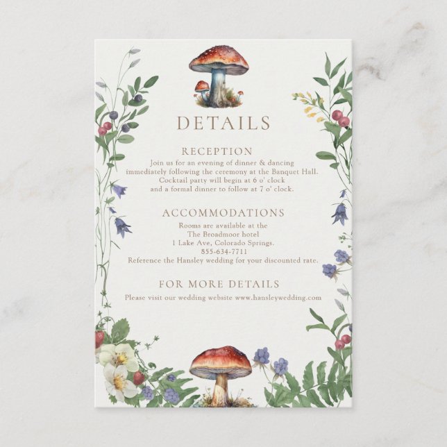 Elegant Woodland | Forest Wedding Details Enclosure Card (Front)