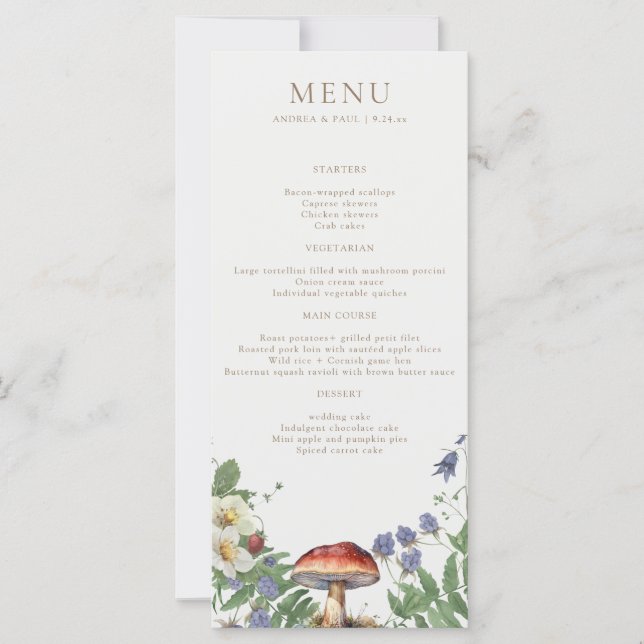 Elegant Woodland | Forest Wedding Menu (Front)