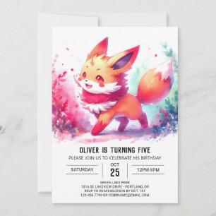 Elegant Woodland Fox Birthday  Invitation