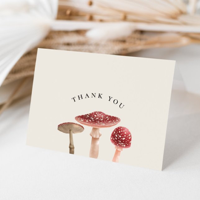 Elegant Woodland Greenery Red Mushroom Wedding Thank You Card (Creator Uploaded)