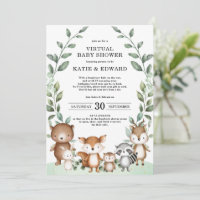 Elegant Woodland Greenery Virtual Baby Shower