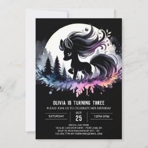 Elegant Woodland Horse Birthday Invitation