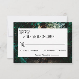 Elegant woods string of light green floral Wedding RSVP Card