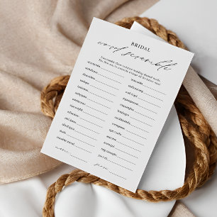 Elegant Word Scramble Bridal Shower Game Card