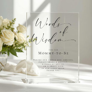 Elegant Words of Wisdom Baby Shower Guest Book  Acrylic Sign