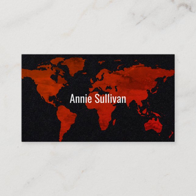 elegant world map travel agent black business card (Front)