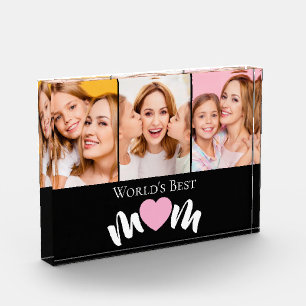 Elegant Worlds Best Mum Cute Heart 3 Photo Block