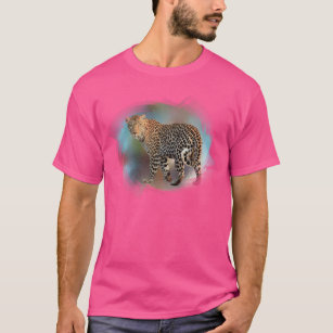 Elegant Wow Pink Colour Template Leopard Modern T-Shirt