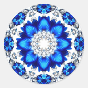 Elegant Wreath Adorned With Blue Flowers Classic Round Sticker